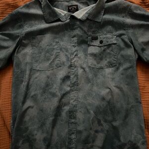 Billabong Men's Washed Teal Short-Sleeve Button-Down Shirt